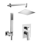 Set soffione doccia quadrato e braccio doccia quadrato con miscelatore incasso tilt e set duplex doccia Cromo Paffoni