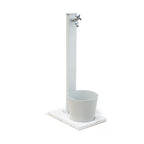 Base in travertino con secchio in alluminio verniciato bianco e piletta per fontane Fasten-Frog-Newest-Bridge-Connect