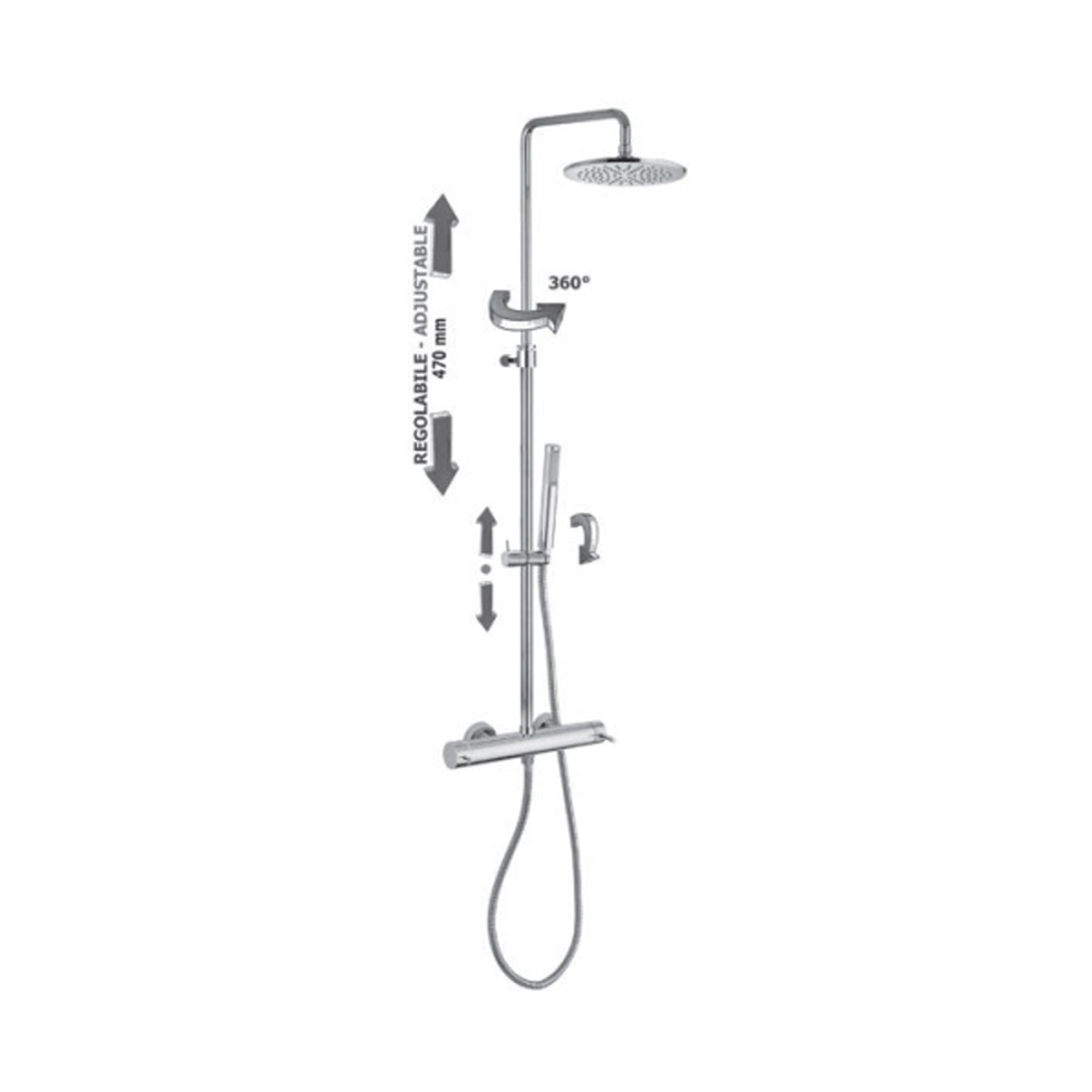 Paffoni Colonna doccia regolabile New Mini Master con deviatore