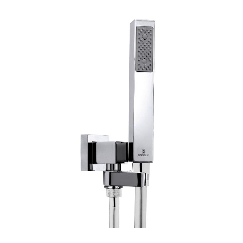 Bossini set doccia duplex modello CUBE completo di supporto e presa acqua con flessibile liscio