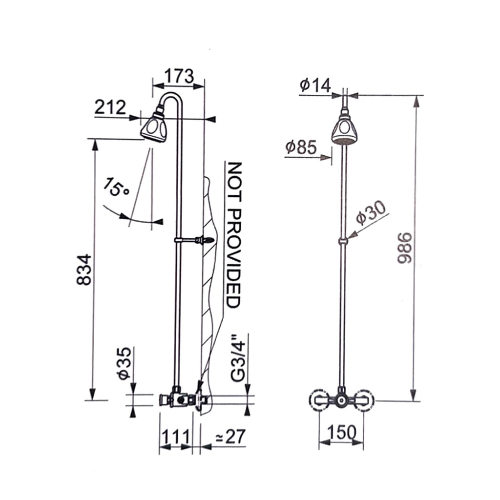 Miscelatore doccia temporizzato di MCM con canna