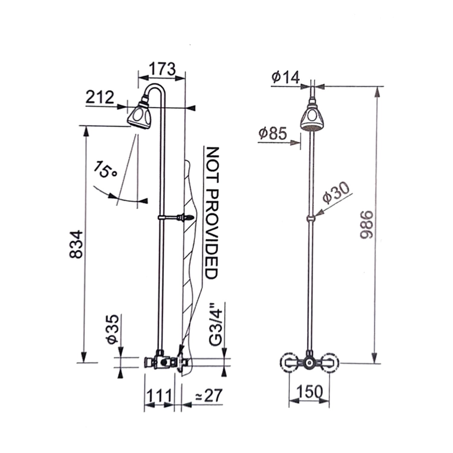Miscelatore doccia temporizzato di MCM con canna