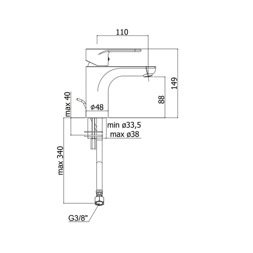 Miscelatore lavabo monocomando serie Green modello GR071CR-ES cromo Paffoni