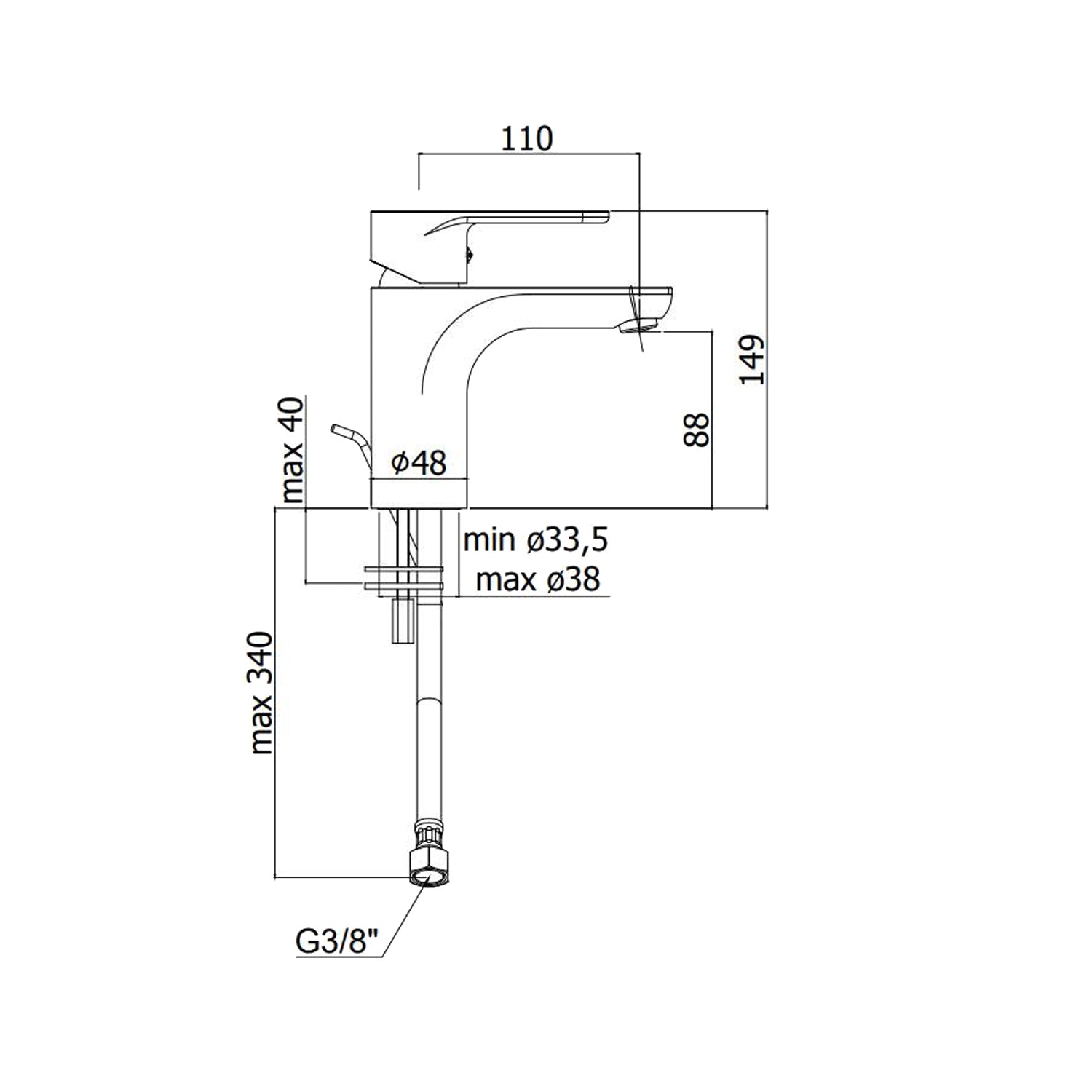 Miscelatore lavabo monocomando serie Green modello GR071CR-ES cromo Paffoni