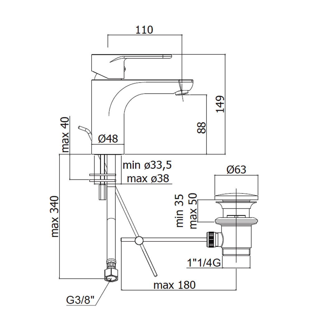 Miscelatore Lavabo Paffoni Serie Green con Scarico Clic-Clac â€“ Cromo