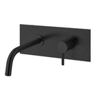 Miscelatore lavabo incasso con piastra in acciaio e bocca a muro 248 mm Paffoni Light Nero Opaco