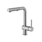 Miscelatore lavello con canna orientabile e doccia estraibile Paffoni Light Exclusive Edition in ottone Steel Looking