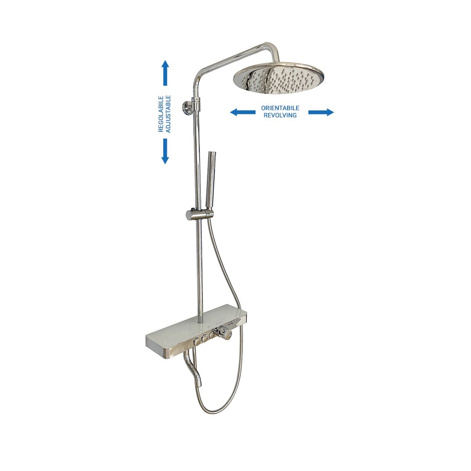 Colonna doccia tonda con soffione tondo