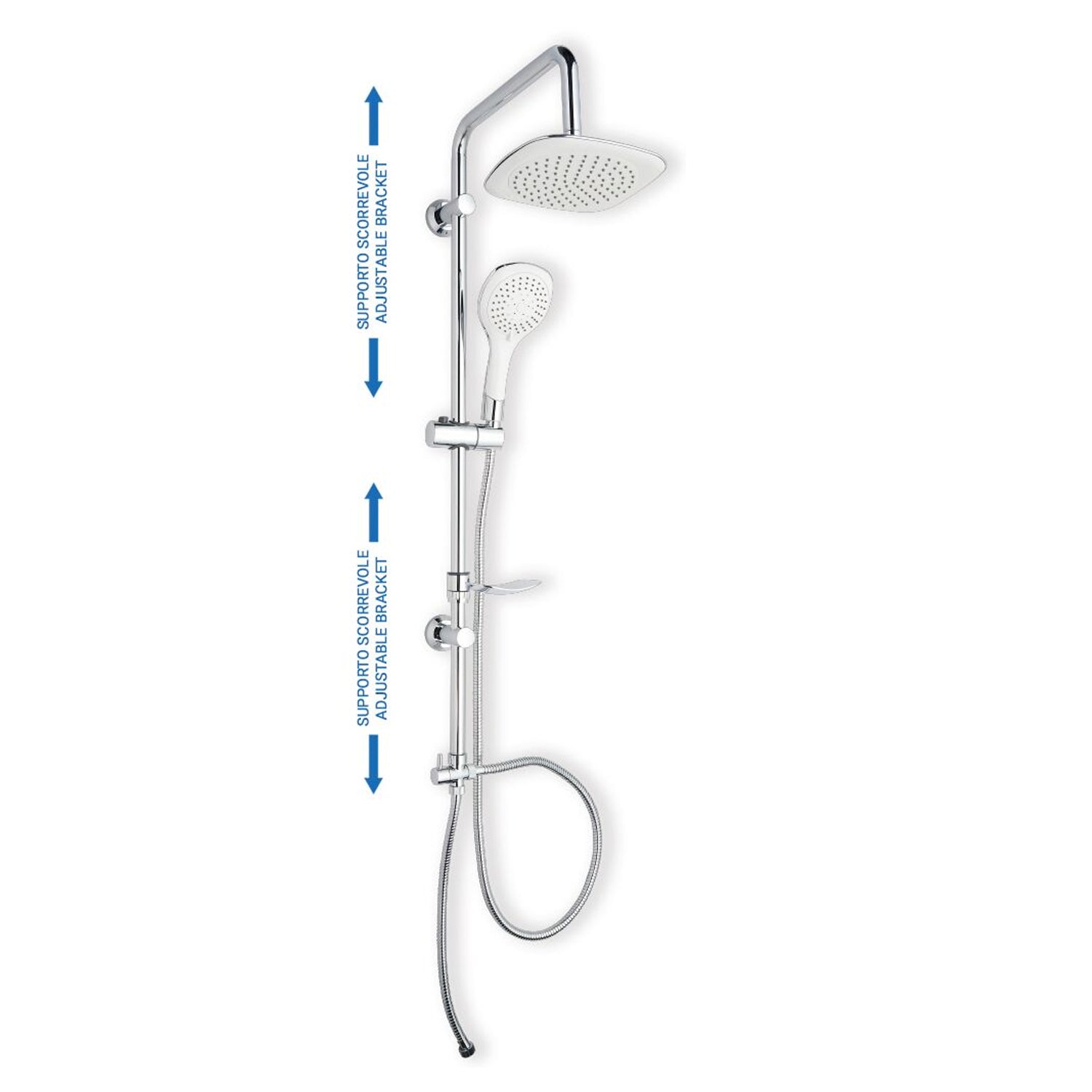 Colonna doccia in acciaio con soffione