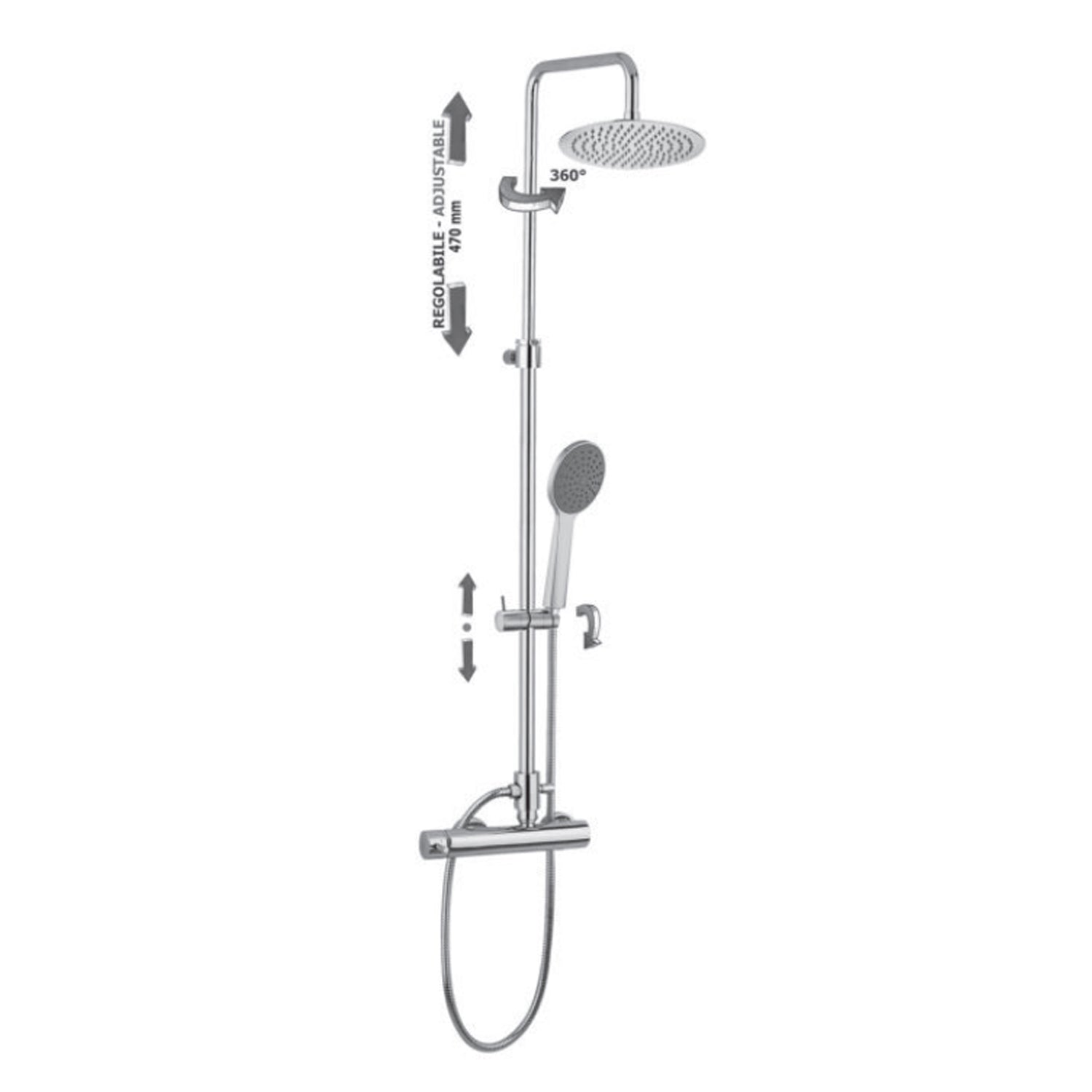 Paffoni Colonna doccia regolabile Mini Master con deviatore