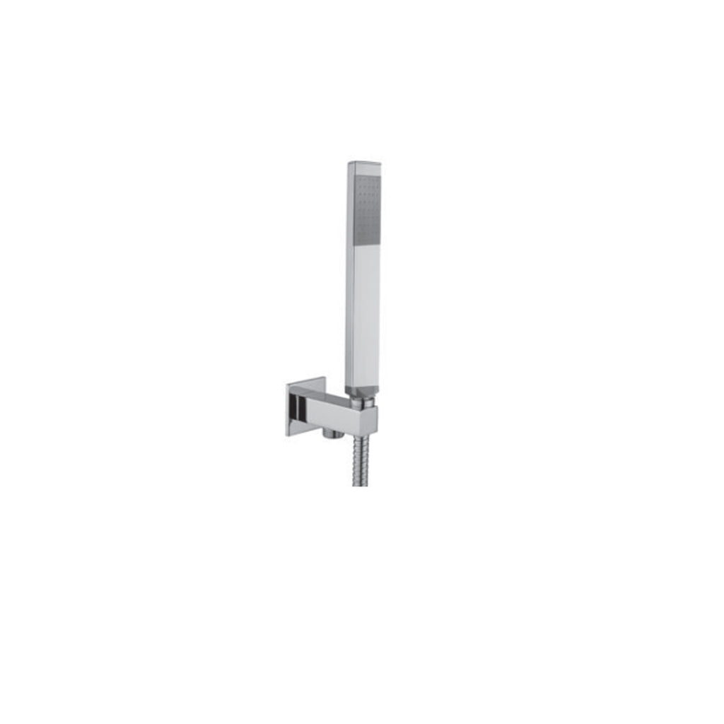 Set doccia duplex Paffoni modello Quadro con finitura cromata e flessibile in argento