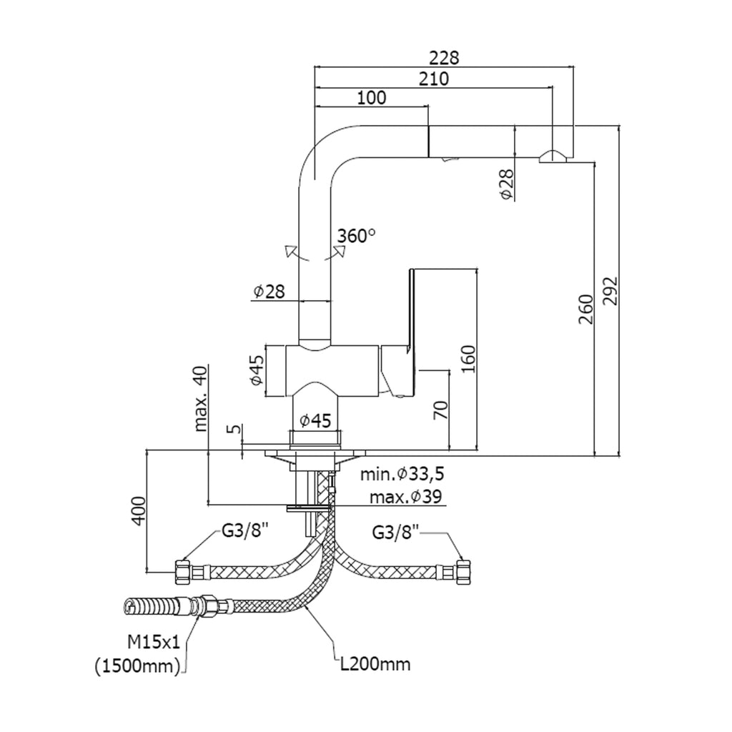 Miscelatore lavello laterale doccetta estraibile 2 getti serie West di Paffoni - Cromato