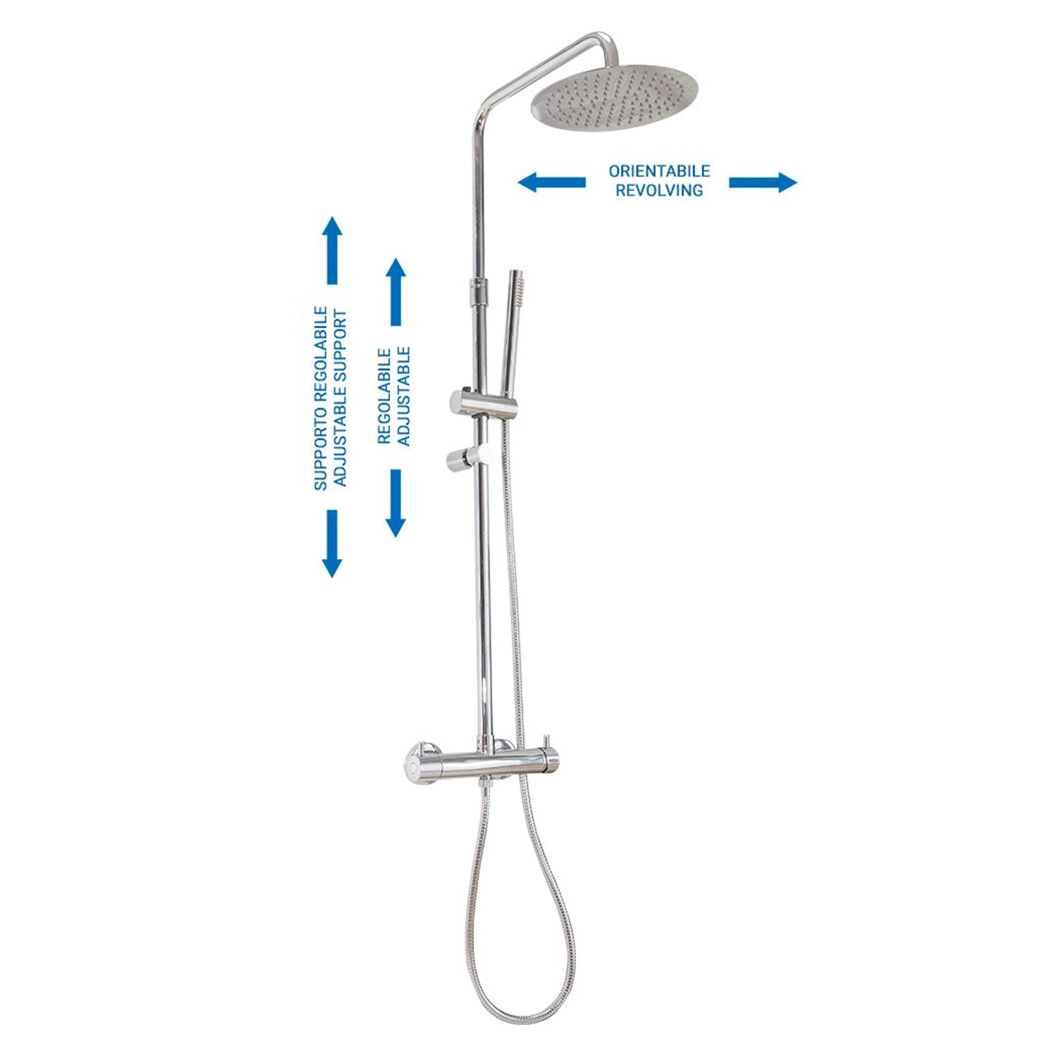 Colonna doccia regolabile con soffione Linz e deviatore MX3C