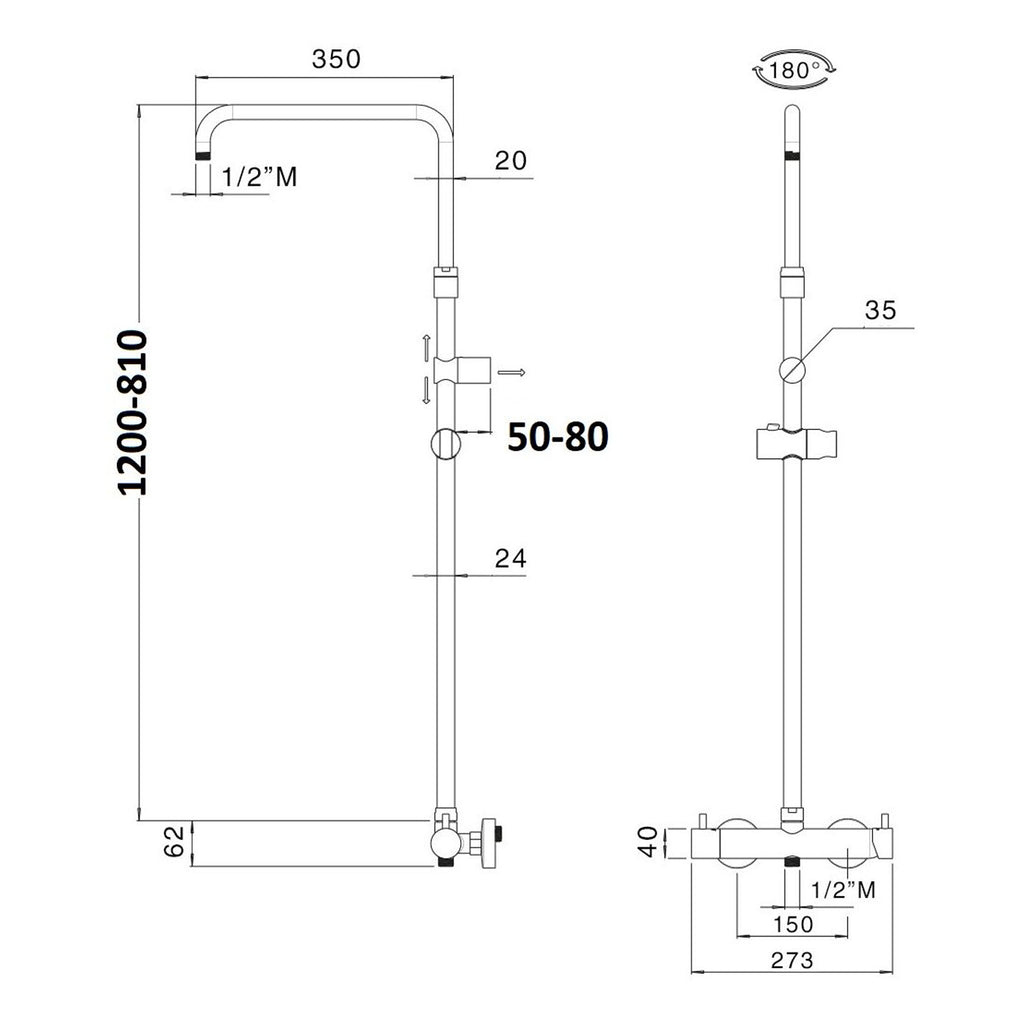 Colonna doccia regolabile con termostatico TM3C