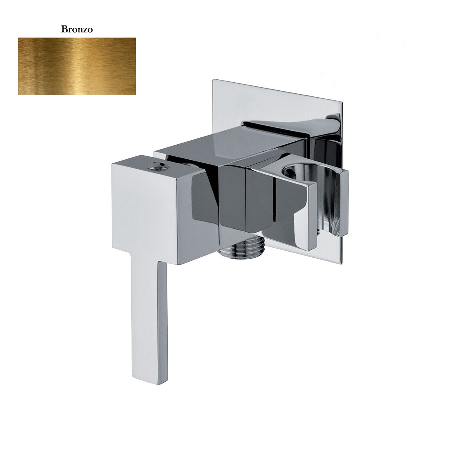 Miscelatore quadro per idroscopino in ottone con supporto doccia attacco 1/2M bronzo