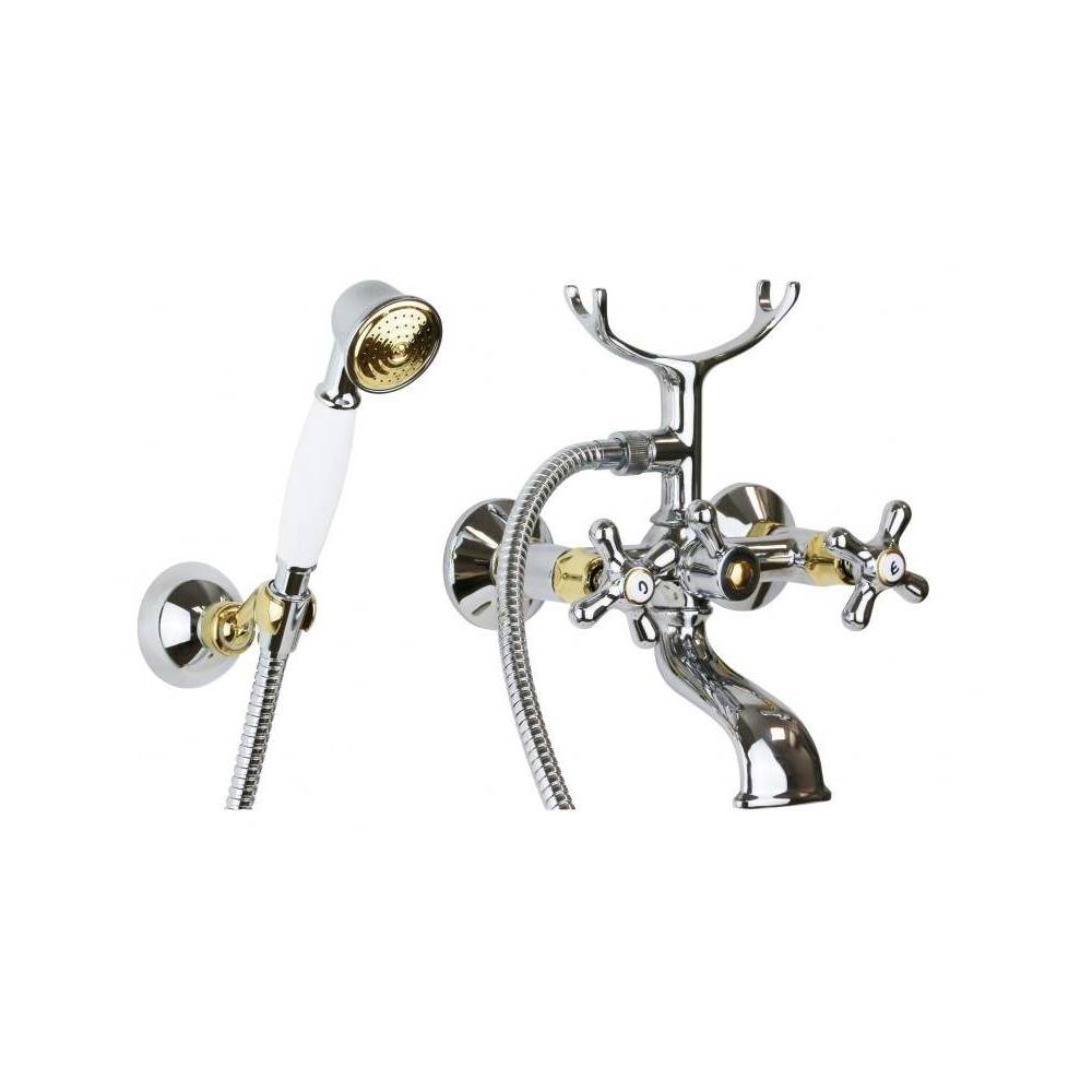 Rubinetto vasca lusso con forcella serie IRIS modello IRV022CO cromato oro Paffoni