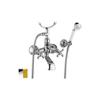 Rubinetto vasca retrò con forcella e supporto snodato serie Iris modello IRV027CO cromo oro Paffoni