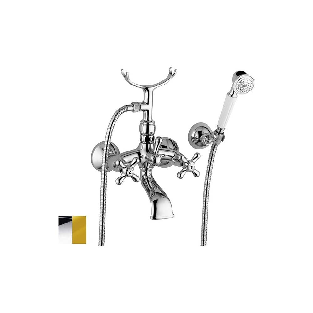 Rubinetto vasca retrò con forcella e supporto snodato serie Iris modello IRV027CO cromo oro Paffoni