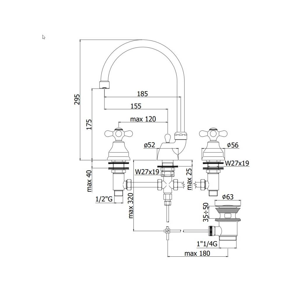 Rubinetto lavabo con canna orientabile serie Iris modello IRV057CR cromo Paffoni