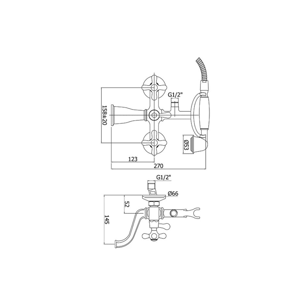 Gruppo vasca/doccia lusso con deviatore e flessibile da 1500 mm Paffoni serie Viola - Ramato