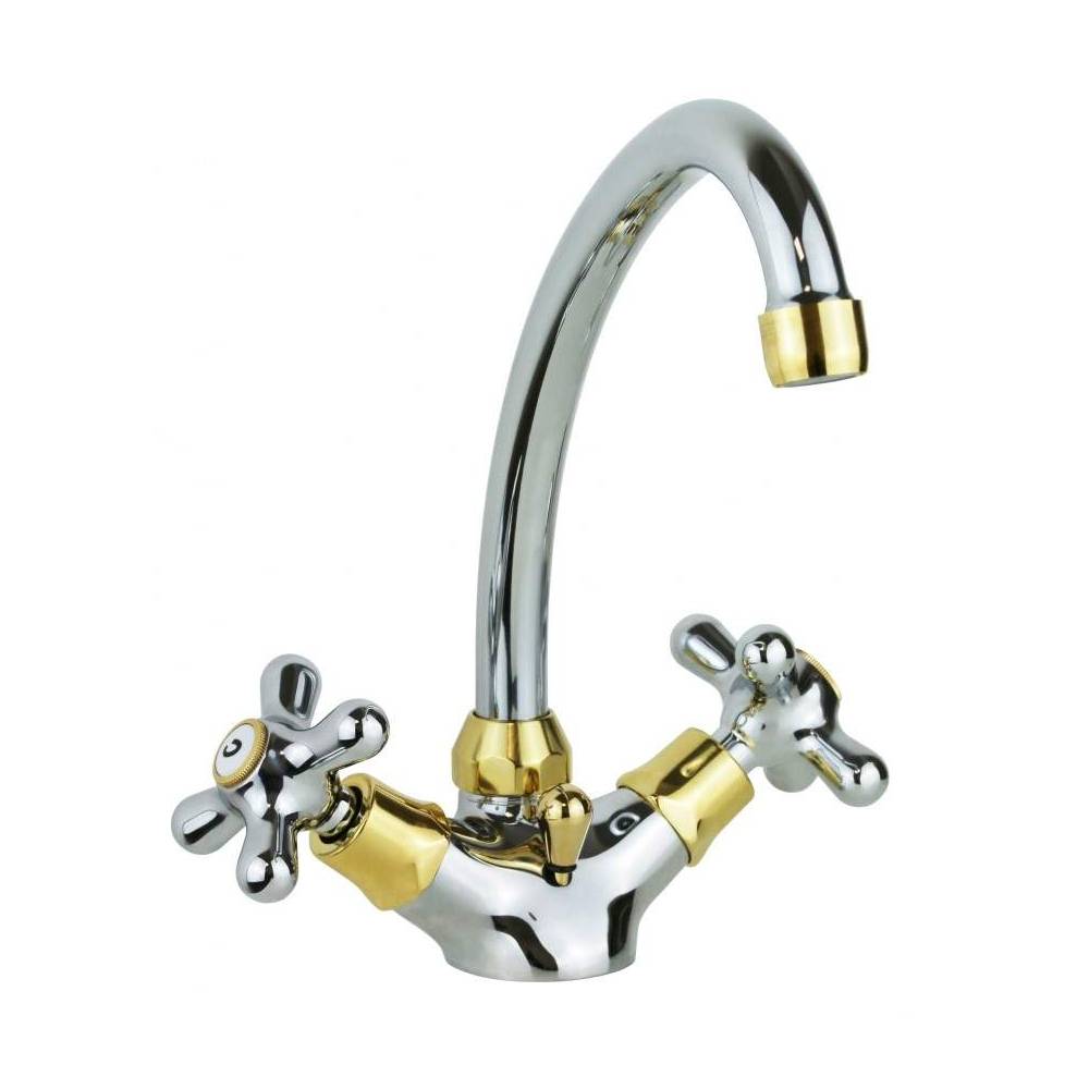 Rubinetto monoforo lavabo girevole serie Iris modello IRV077CO cromato oro Paffoni