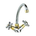 Rubinetto monoforo lavabo girevole serie Iris modello IRV077CO cromato oro Paffoni