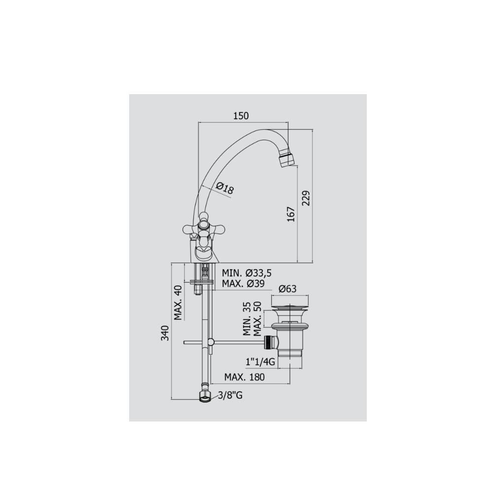 Rubinetto monoforo lavabo girevole serie Iris modello IRV077CO cromato oro Paffoni