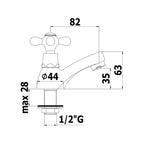 Rubinetto lavabo solo acqua fredda serie Iris modello IRV090CR cromato Paffoni