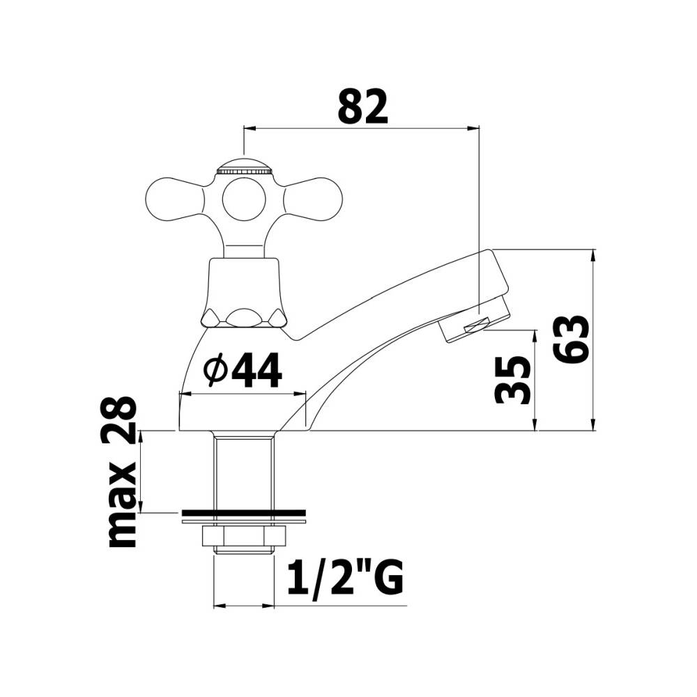 Rubinetto lavabo solo acqua fredda serie Iris modello IRV090CR cromato Paffoni
