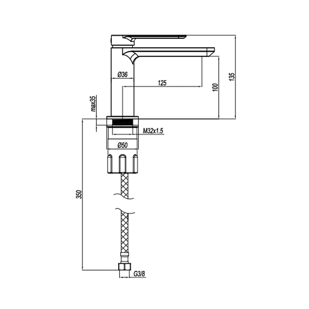 Miscelatore monocomando lavabo RubiFlux serie Azzurro - Satinato