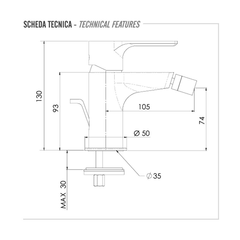 Set di miscelatori Lavabo e Bidet senza scarico finitura cromata collezione Energy di Remer Rubinetterie