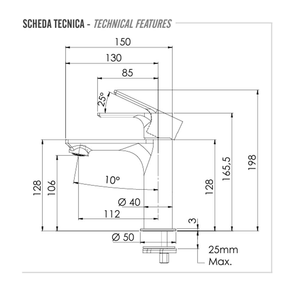 Set di miscelatori Lavabo e Bidet senza scarico finitura cromata collezione Energy di Remer Rubinetterie