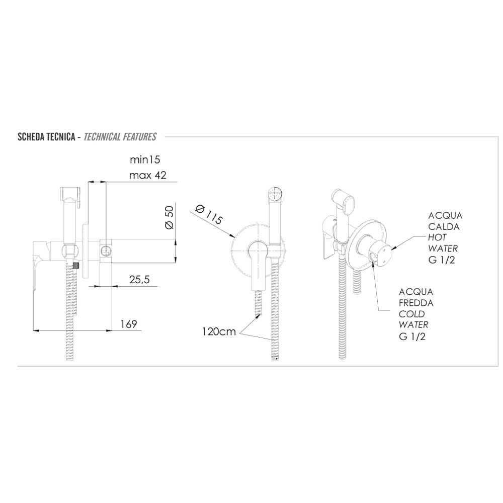 Miscelatore incasso comprensivo di doccetta shut-off