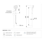 Saliscendi con doccetta cromata a 3 funzioni con pulsante per il cambio dei getti