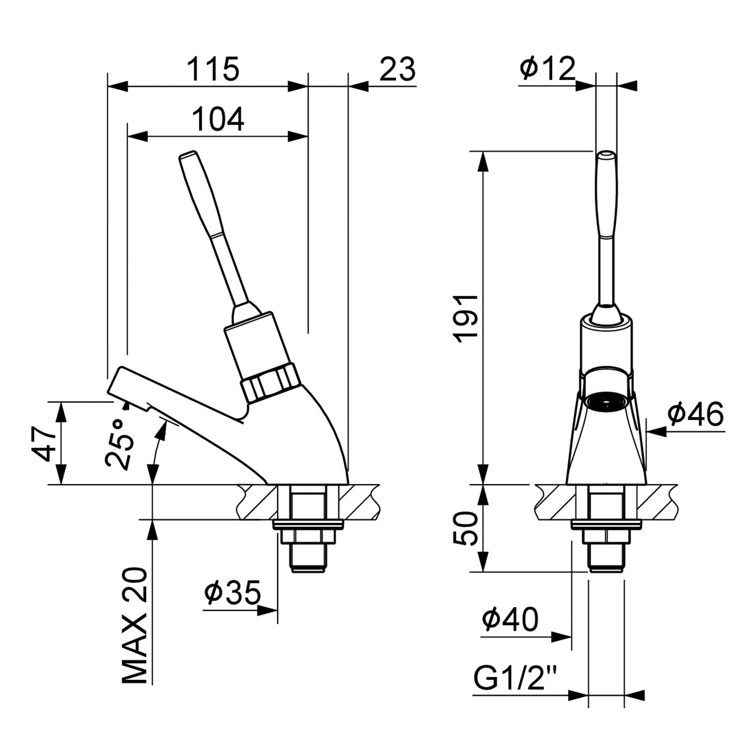 Rubinetto temporizzato a leva per lavabo di MCM tempo di apertura standard 8/12''
