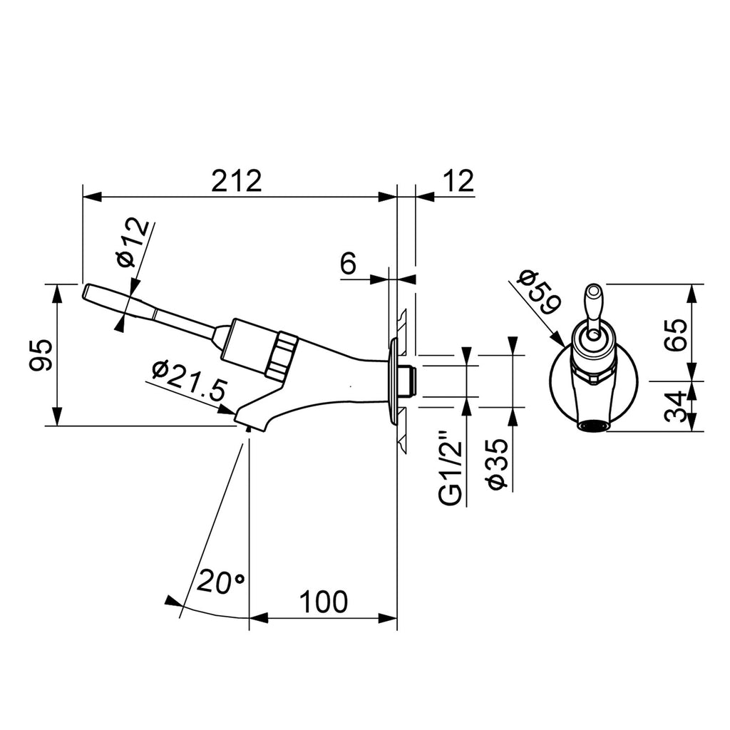 Rubinetto temporizzato a parete fuso con leva  di MCM tempo di apertura standard 8/12''