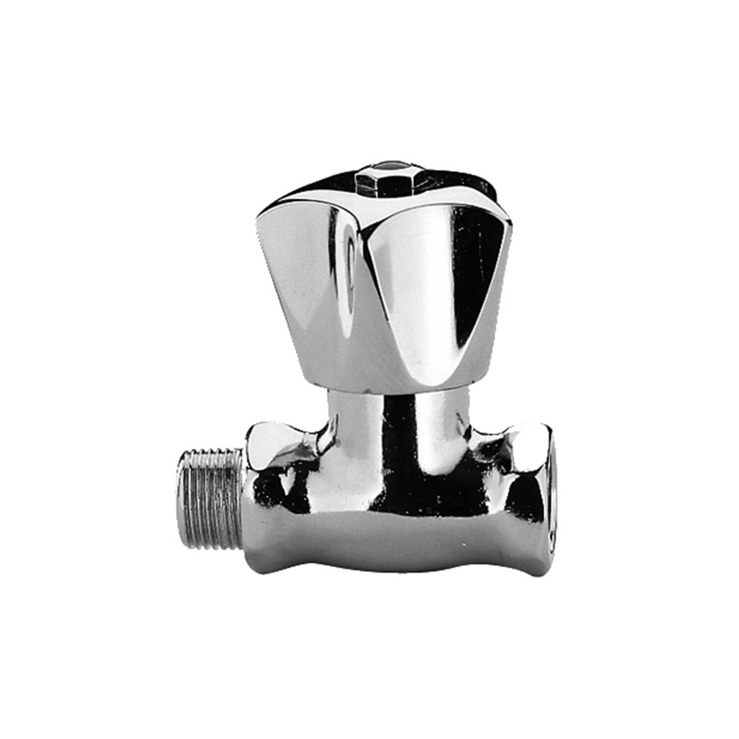 Rubinetto di arresto con attacco a muro 1/2â€G e attacco frontale 1/2â€G femmina - Cromo