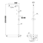 Colonna doccia regolabile con soffione Vienna e deviatore MX3C 85-121cm