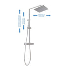 Colonna doccia squadrata regolabile con soffione Calais e termostatico TM3C