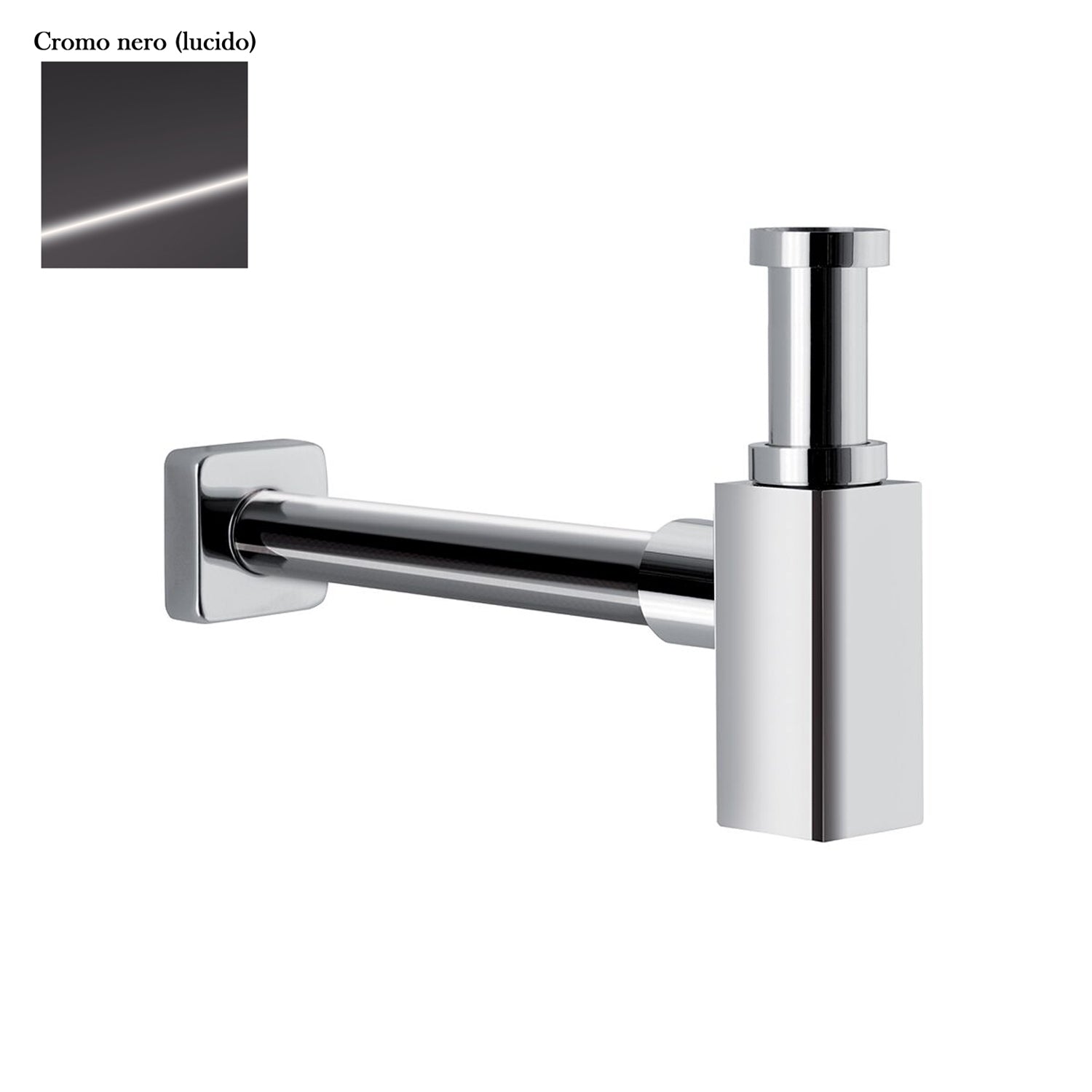 Sifone quadro da arredo in ottone cromo nero