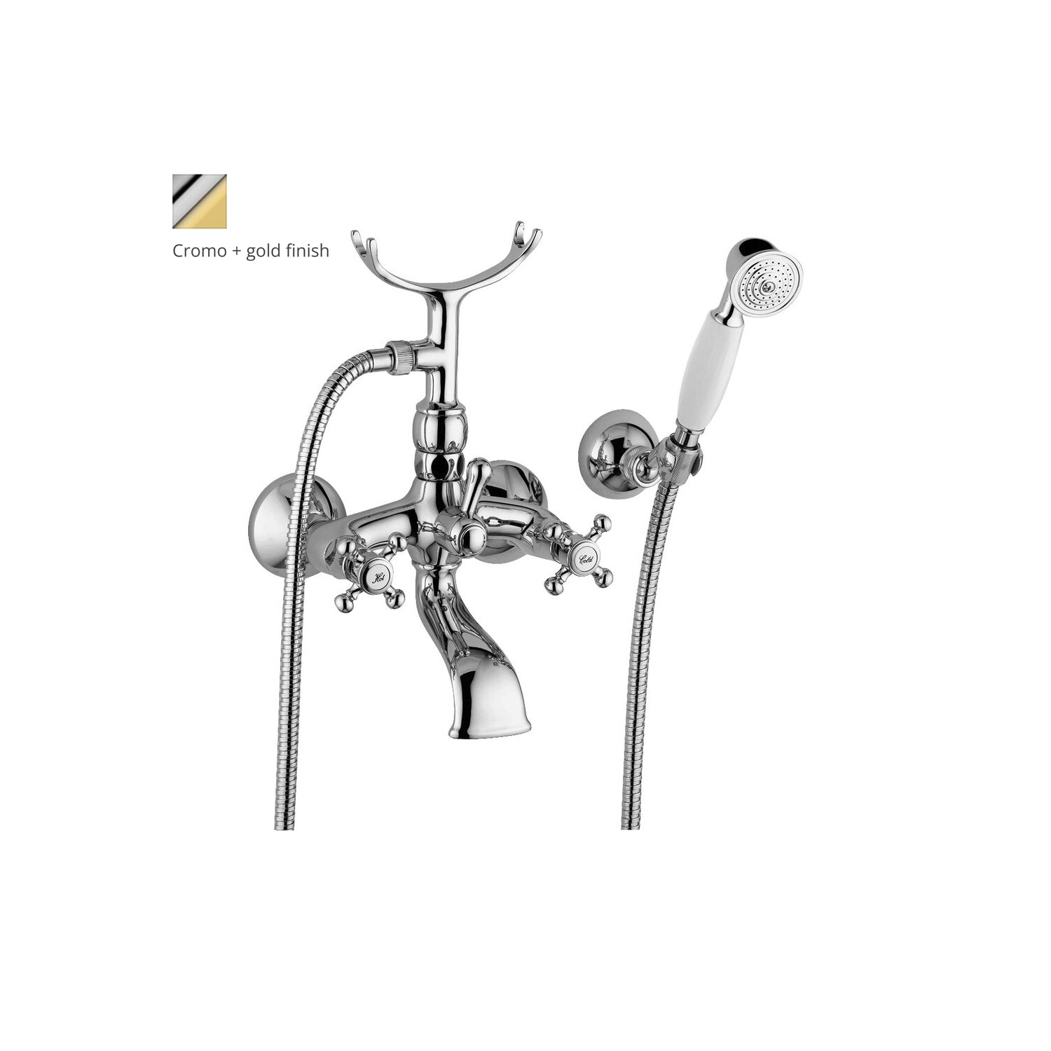 Gruppo vasca/doccia RetrÃ² con deviatore Paffoni serie Viola - Cromo/Gold finish