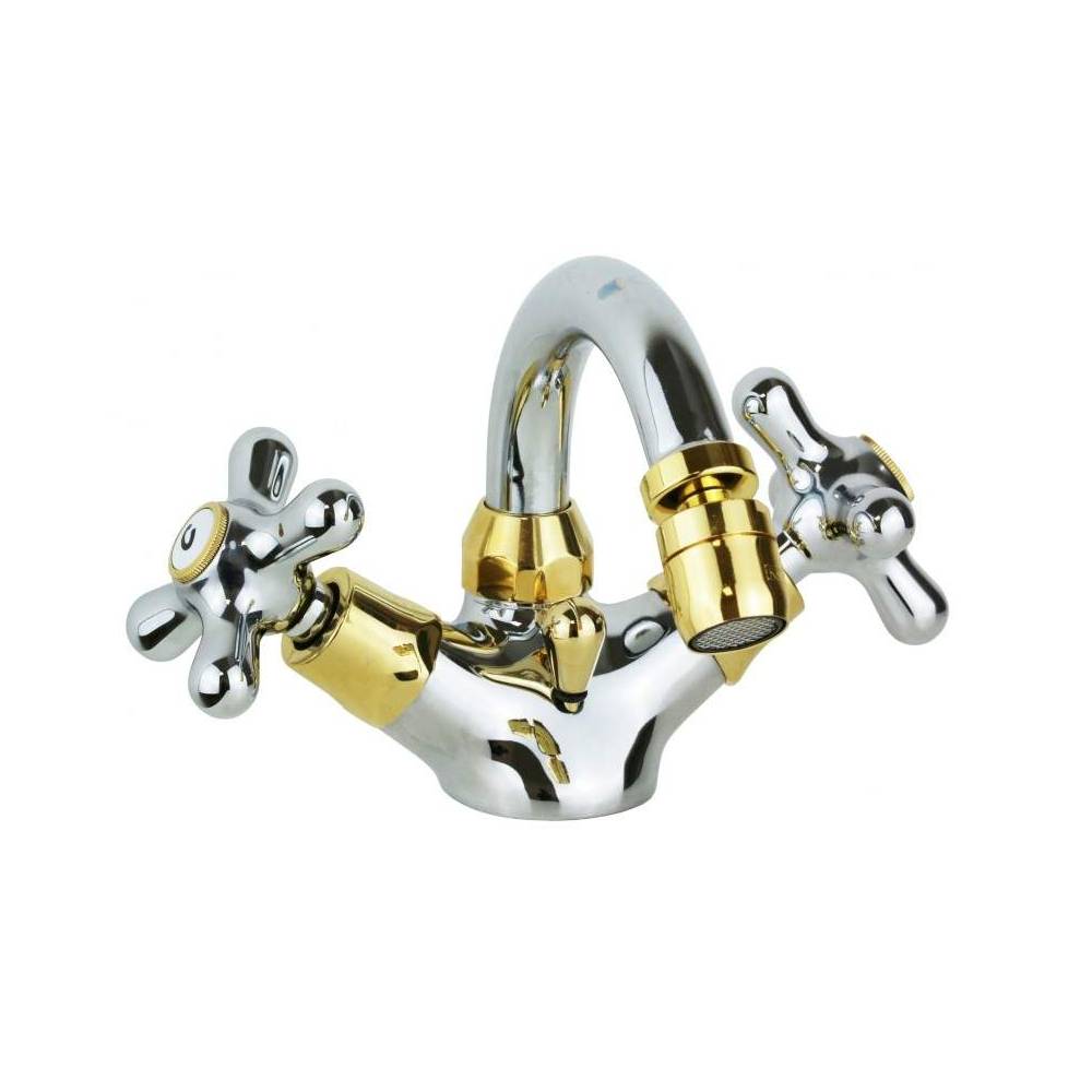 Rubinetto bidet canna girevole 2 maniglie serie Iris modello IRV137CO cromato oro Paffoni
