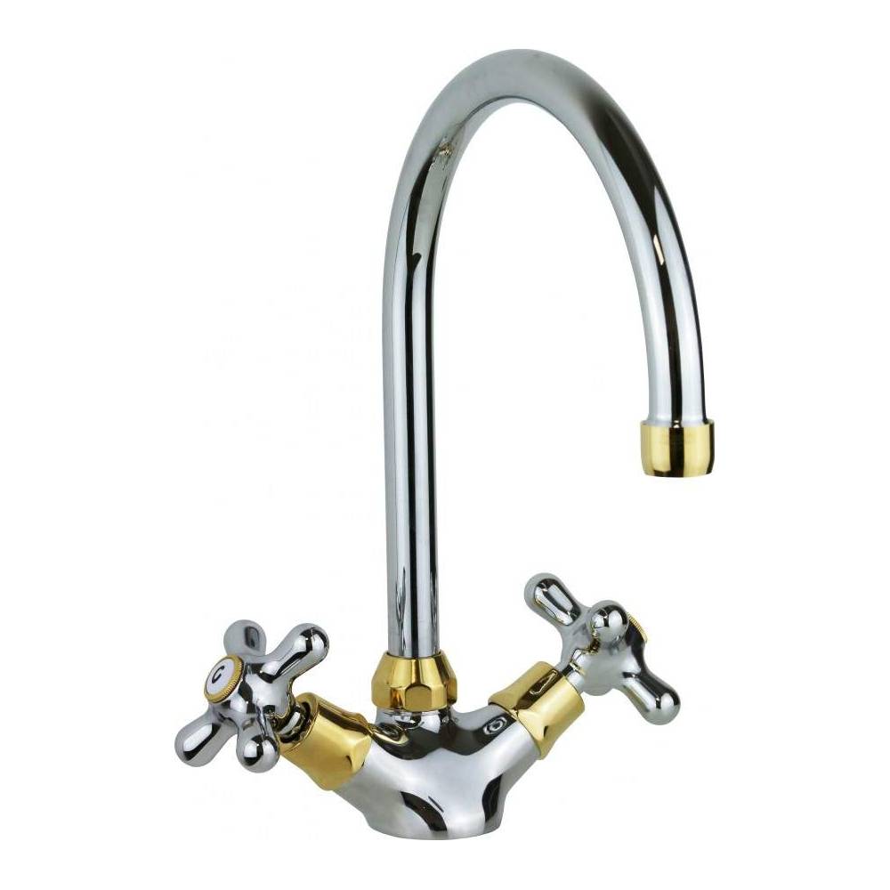Gruppo monoforo lavello doppia leva serie Iris modello IRV180CO cromato oro Paffoni