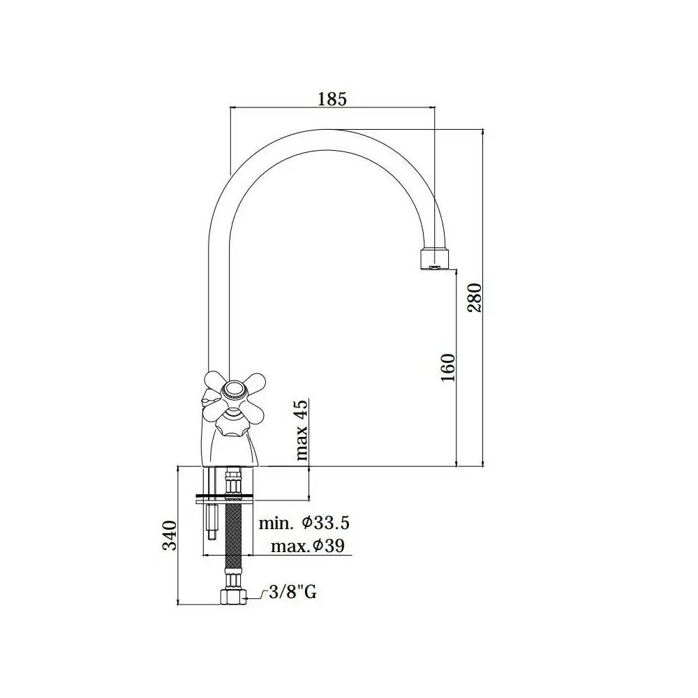 Gruppo monoforo lavello doppia leva serie Iris modello IRV180CO cromato oro Paffoni