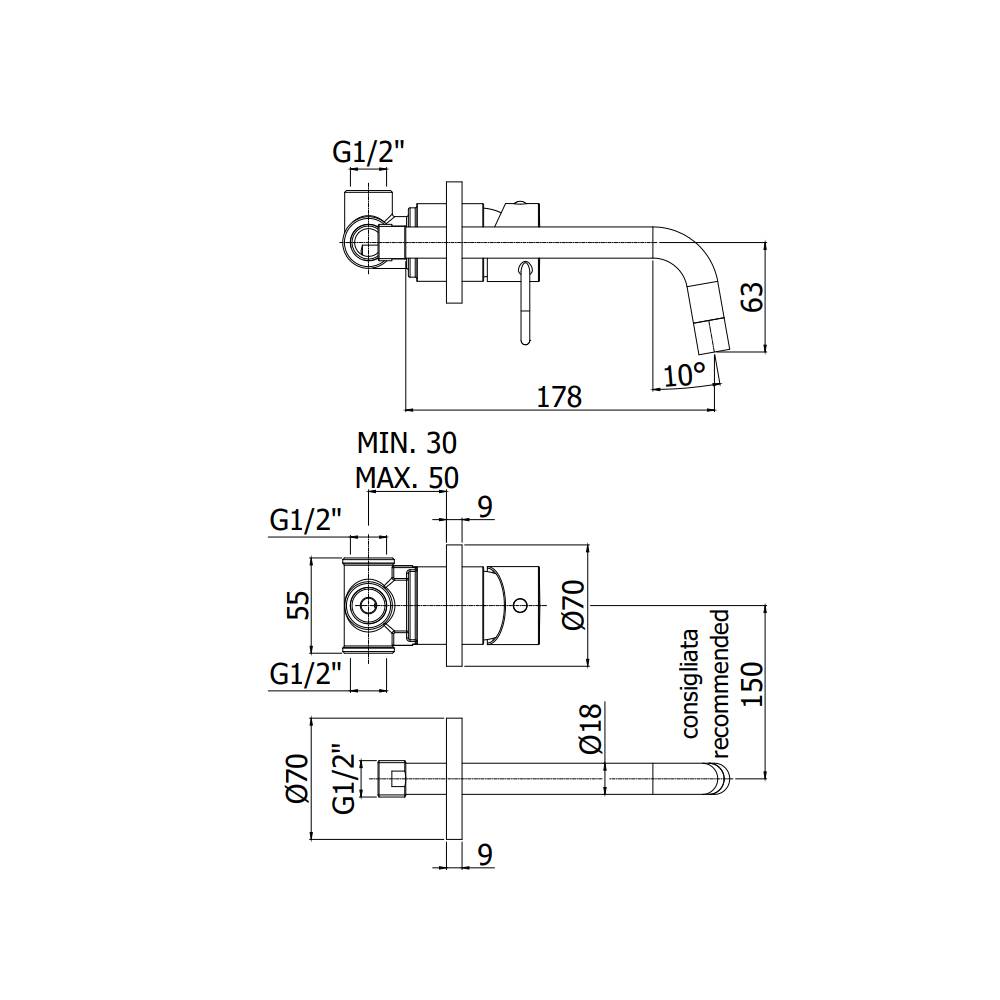 Miscelatore lavabo Incasso serie joker modello JK006CR70 Cromo Paffoni