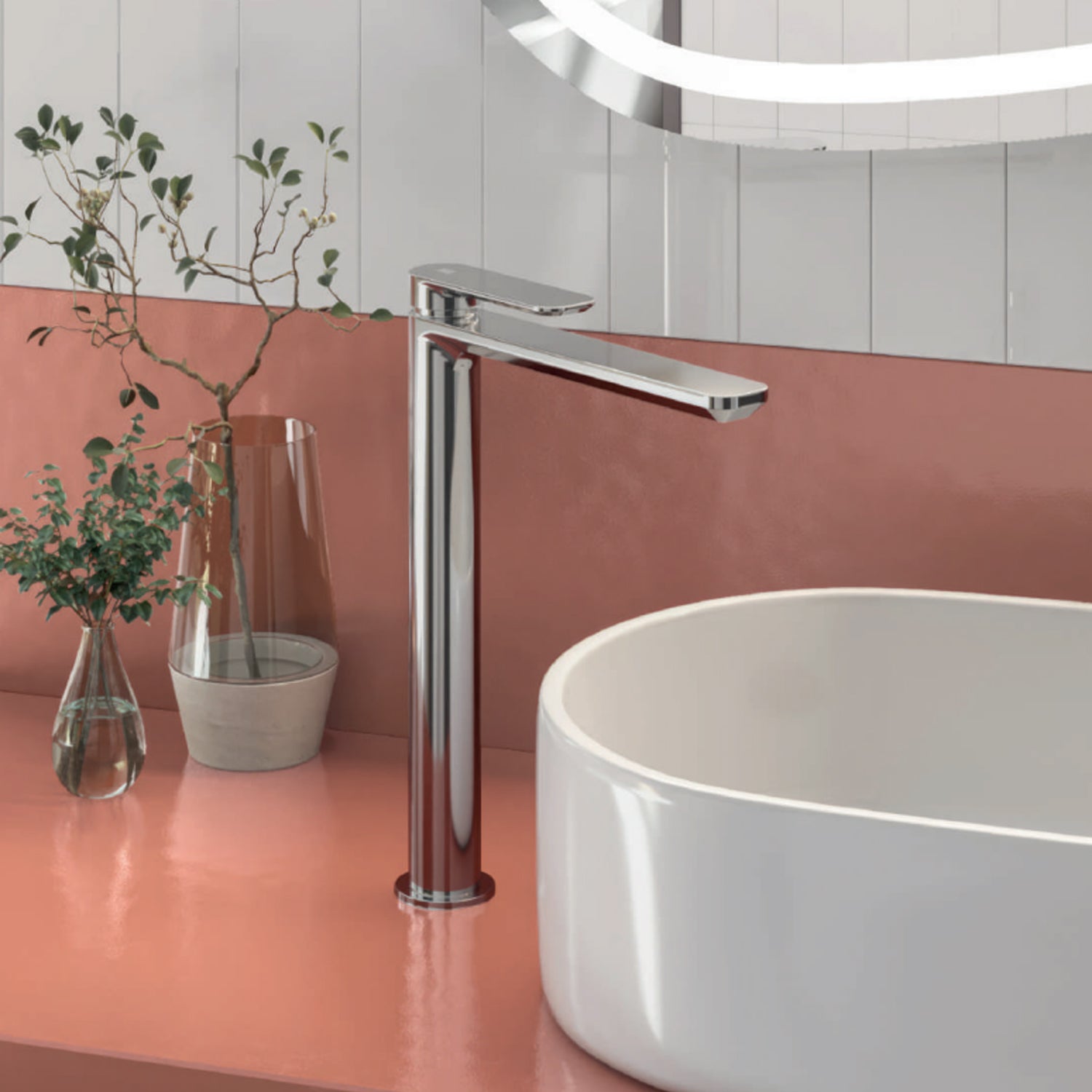 Miscelatore monocomando lavabo alto RubiFlux serie Azzurro - Cromo