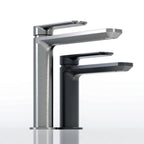 Miscelatore monocomando lavabo bocca lunga RubiFlux serie Azzurro - Nero Opaco