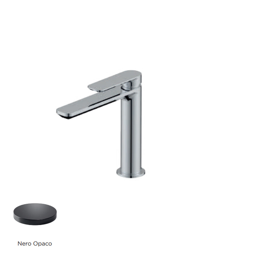 Miscelatore monocomando lavabo bocca lunga RubiFlux serie Azzurro - Nero Opaco