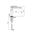 Miscelatore monocomando lavabo bocca lunga RubiFlux serie Azzurro - Nero Opaco