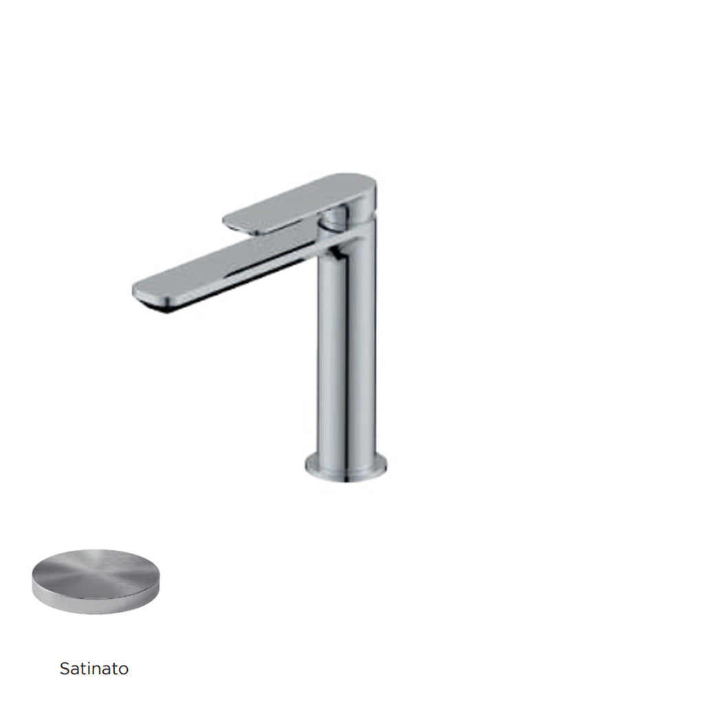 Miscelatore monocomando lavabo bocca lunga RubiFlux serie Azzurro - Satinato